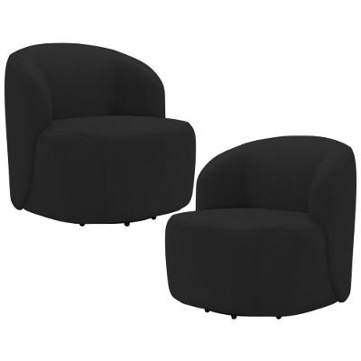 Kit 2 Poltronas Giratória Heidy F04 em Veludo Confortável Preto Lyam Decor