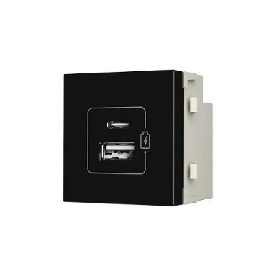 Módulo Tomada Duplo USB Clean com USB-C + USB-A 2A 10W Preto Margirius