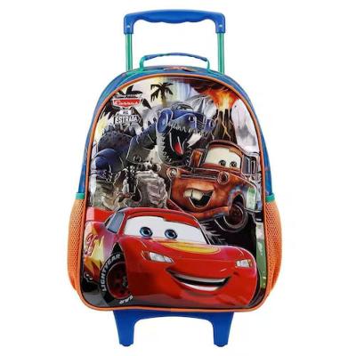 Mochila Rodinha Infantil 11640 Escolar Carros Mc Queen Painel PVC Cristal Vermelho Xeryus 30CM