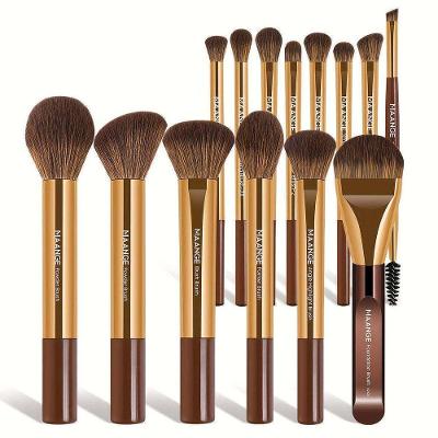 Pincel de Maquiagem Premium Café com Cerdas de Nylon Maange 14 Pincéis