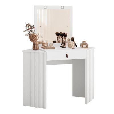 Penteadeira Palmira 1 Gaveta com Espelho e Iluminação LED MDP Branco Albatroz Móveis 114CM