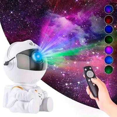 Projetor Portátil LED Decorativo Astronauta Projeção Nebulosa e Estrelas Rotação Dinâmica Branco
