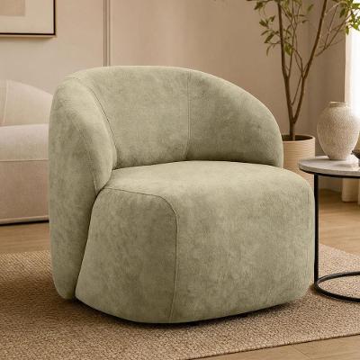 Poltrona Giratória Heidy F04 Bouclê Verde Oliva com Encosto Soft Lyam Decor