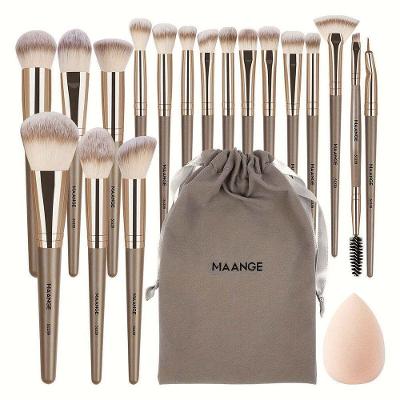 Pincéis de Maquiagem Kit Profissional com Cerdas Sintéticas de Nylon Maange Creme 20 Peças