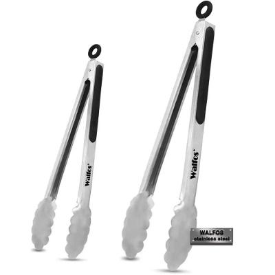 Pegador Pinça para Churrasco Kit 2 Aço Inoxidável Resistente ao Calor Cozinha Cinza Walfos