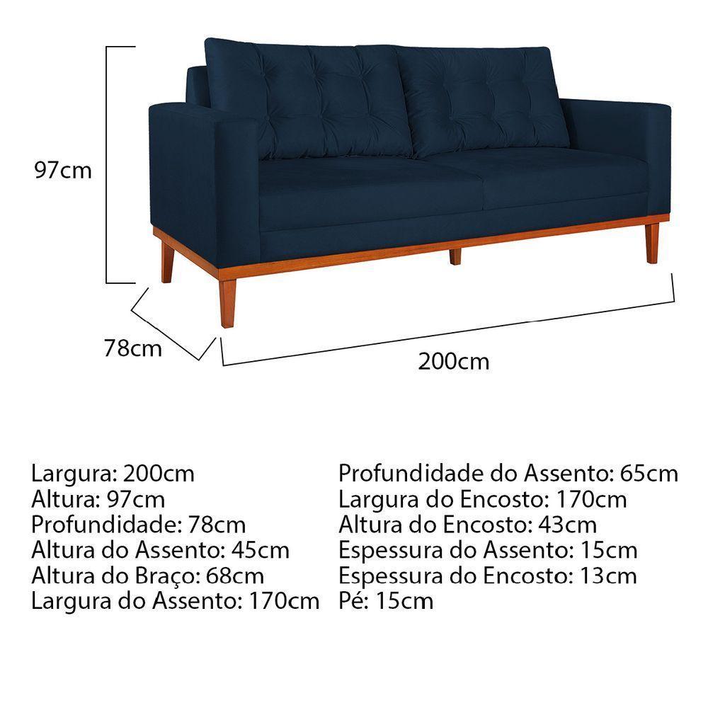 Sofá 2 Lugares Dubai Suede - Amarena Móveis Cor Azul Marinho - 5