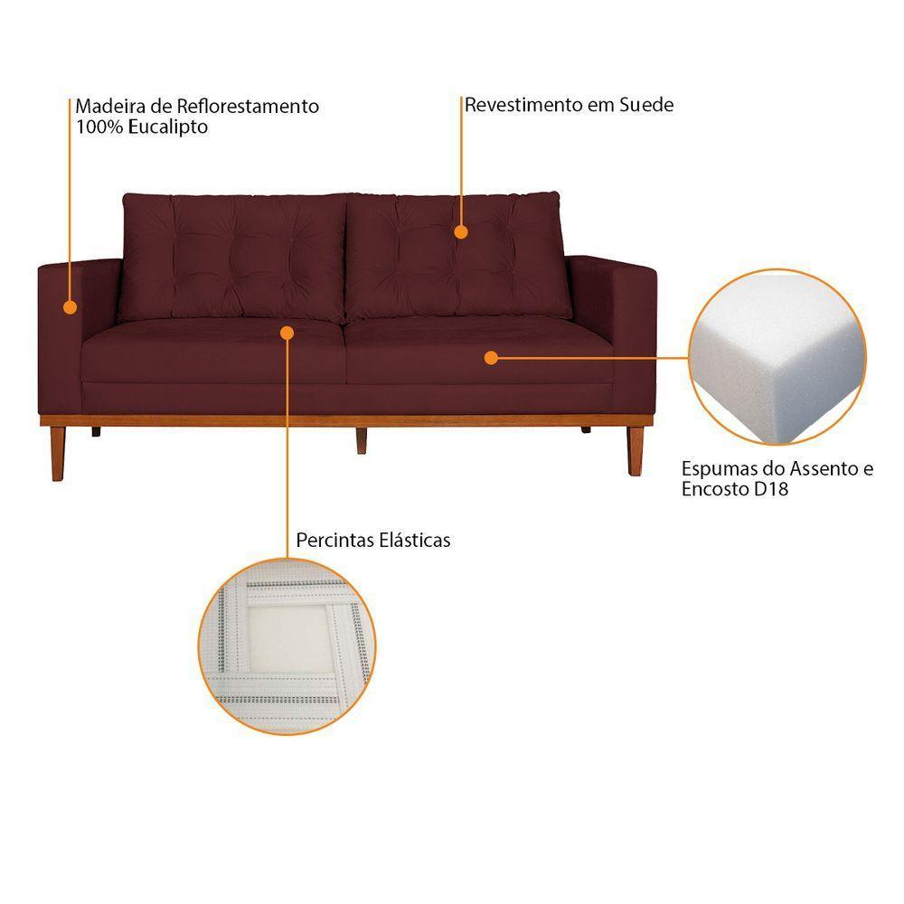 Sofá 2 Lugares Dubai Suede - Amarena Móveis Cor Bordô - 4