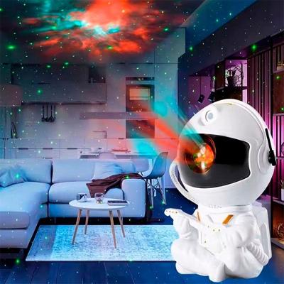 Projetor Portátil LED Decorativo Astronauta Projeção Nebulosa e Estrelas Rotação Dinâmica Branco