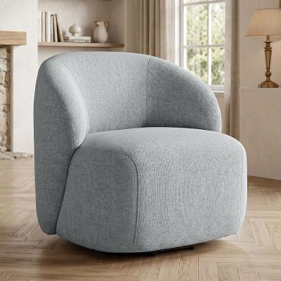 Poltrona Giratória Heidy F04 com Assento D-26 e Encosto Soft Linho Tramado Cinza Lyam Decor 75CM
