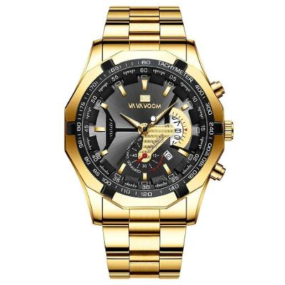 Relógio Masculino Va-238 Analógico Aço Inox à Prova D'água Elashopp Dourado