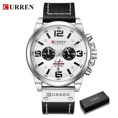Relógio Masculino Curren 8314 Analógico Aço Inox LED Prata Elashopp