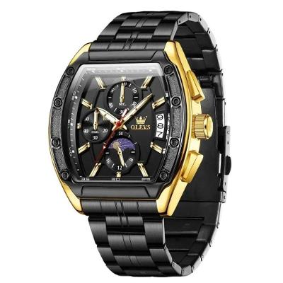 Relógio Masculino 3661 Cronógrafo em Aço Inoxidável Preto Olevs