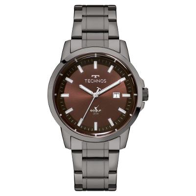 Relógio Masculino 2115uee-1m Analógico Aço Inox Trava Lateral Grafite Technos 4,2CM