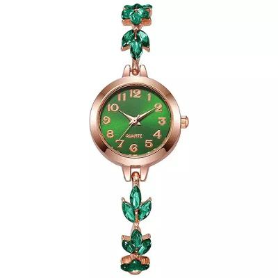 Relógio Feminino Pedra Strass Clássico com Brilho Verde Elashopp