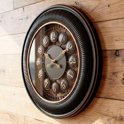 Relógio de Parede Elegante Vazado Vintage Preto e Cobre Outras Marcas 50CM