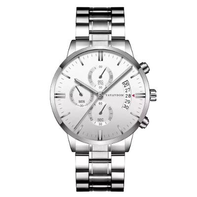 Relógio Masculino 214 Clássico Pulseira Aço Inox Quartzo Prata Ponteiros Va Voom