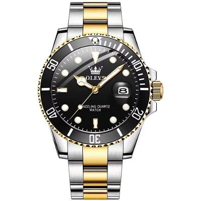 Relógio de Pulso Masculino 5885 Analógico em Aço Inox com Display LED Verde Olevs