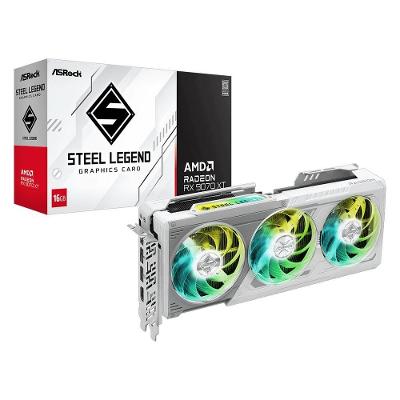 Placa de Vídeo Asrock RX 9070 XT Steel Legend 16GB 256Bits Preto com HDMI 2.1b e Displayport 2.1a