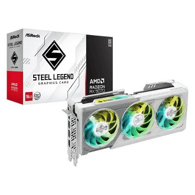 Placa de Vídeo Asrock AMD Radeon RX 9070 Steel Legend 16GB 256bits OC Preto 298CM