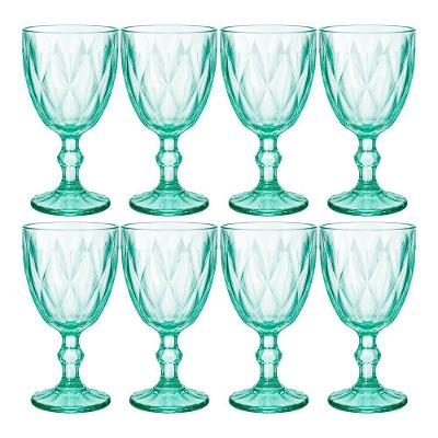 Taça Diamond para Vinho e Sucos Vidro Textura Diamante Verde Claro Hauskraft 320ML