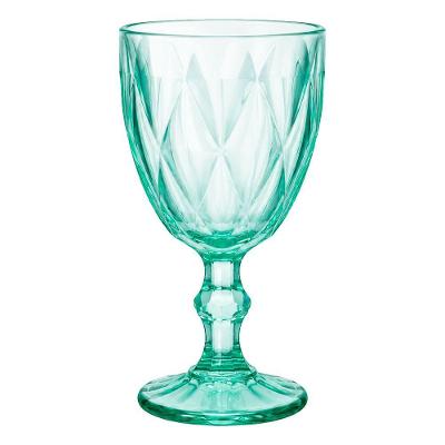 Taça Diamond TCVN015-VD para Vinho e Sucos Vidro Textura Diamante Verde Claro Hauskraft 320ML