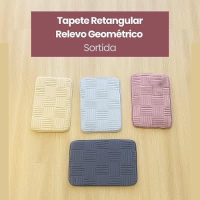 Tapete Retangular Relevo Geométrico 100% Poliéster com Toque Macio para Sala Cinza Unicasa Móveis
