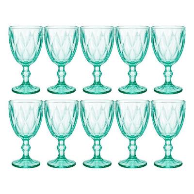 Taça Diamond para Vinho Água e Sucos Vidro Textura Diamante Verde Claro Hauskraft 320ML
