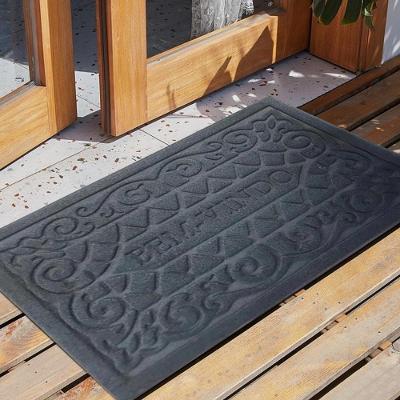 Tapete Decorativo Luxo Retangular PVC Base Antiderrapante para Hall de Entrada Cinza 38x58CM