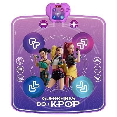 Tapete de Dança Infantil Guerreiras do K-pop com Visor Luminoso e 4 Modos Roxo Candide 47CM