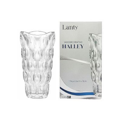 Vaso Decorativo Halley de Vidro com Textura em Relevo Transparente Ke Home 24CM