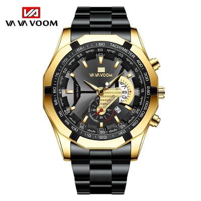 Relógio Masculino VA-238 Analógico Aço Inox LED Amarelo Elashopp