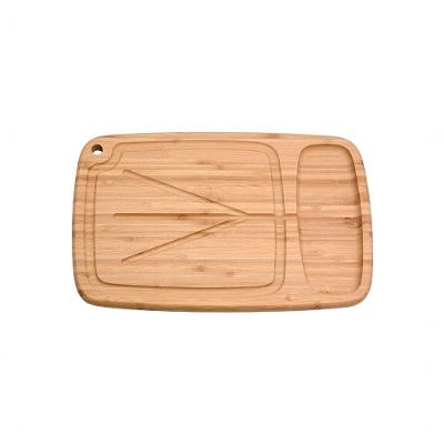 Tábua de Churrasco 39x25 Bambu com Sulco para Líquidos e Furo para Pendurar Design Decorativo
