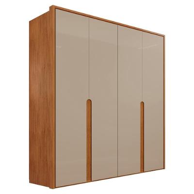 Guarda Roupa Casal Lizz 4 Portas de Bater 2 Gavetas MDF Cedro Off White Casa D Móveis