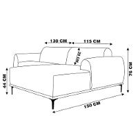 Sofá 3 Lugares com Chaise Base de Madeira Euro 245 Cm Azul - 3