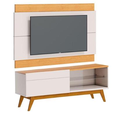 Rack Bancada 1 Gaveta E Painel Para Tv Classic 1.4 Off White Nature - Imcal