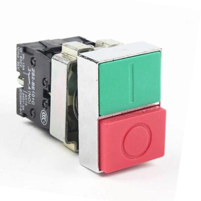 Botão Comando Duplo Chint NP2-BL8325 1NA+1NF Base Metálica Bivolt Verde e Vermelho
