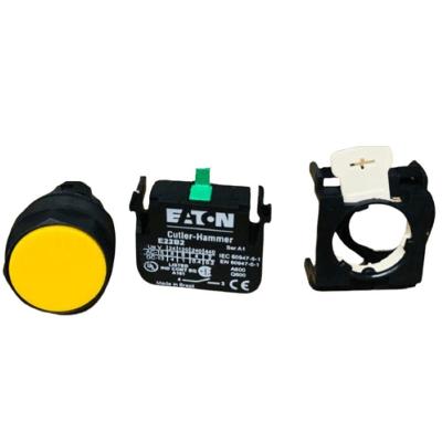 Botão 25mm Guarda Tot Amarelo Aro Preto Não Iluminado E22PB4 Eaton Bivolt