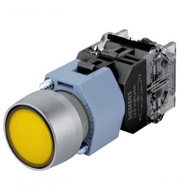 Botão Comando Completo Siemens 3SB7130-0AB30-1BA0 1NA Amarelo 22MM Bivolt
