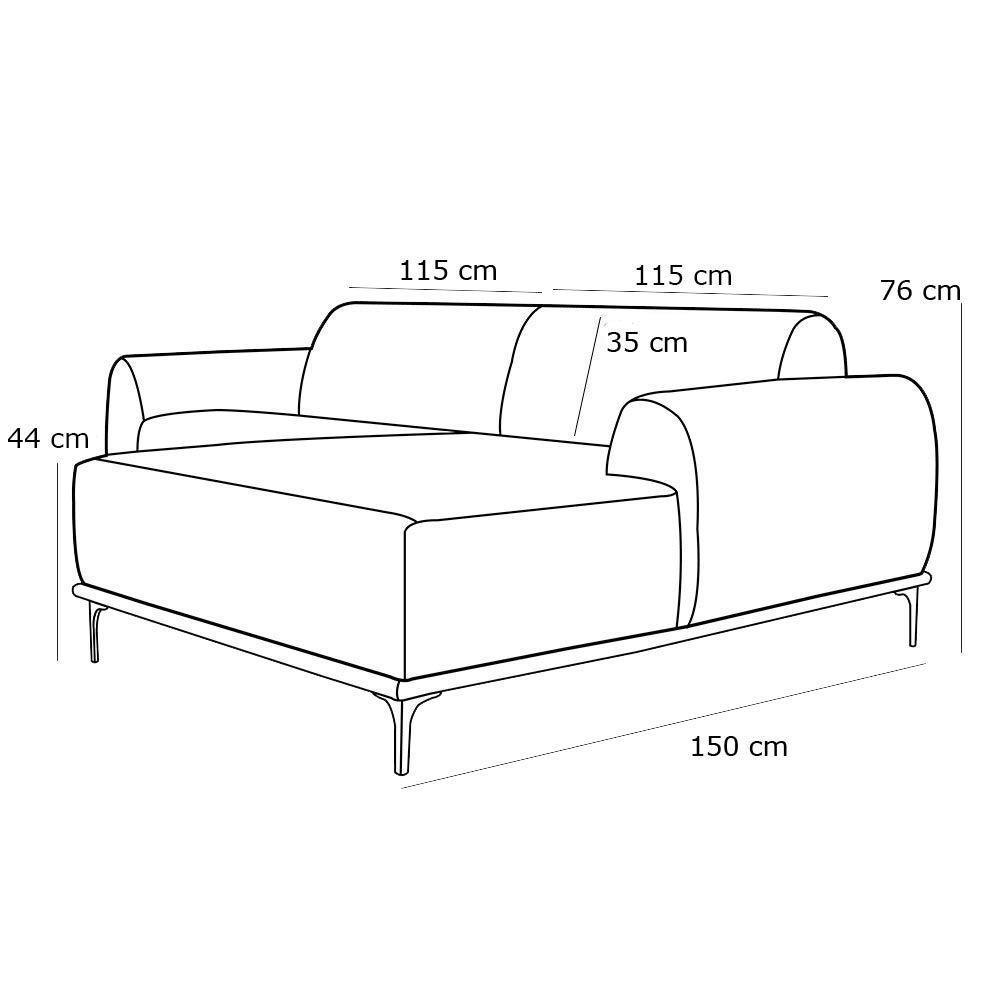 Sofá 3 Lugares com Chaise Base de Madeira Euro 230 Cm Vinho - 2