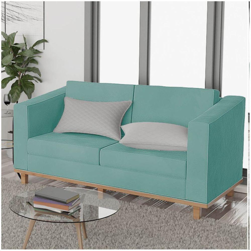 Sofá 2 Lugares Europa Suede Azul Tiffany - 6
