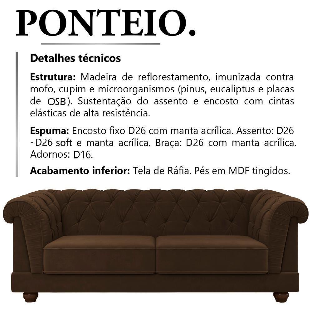 Sofa 2 Lugares 190 Cm Ponteio Veludo Sl 942 Moll Sl 942 - 6