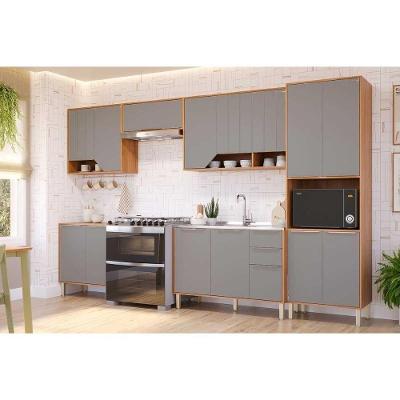 Kit Cozinha Celeste C6P135 4 Portas 2 Gavetas MDF 120CM Cinamomo e Platina MGM