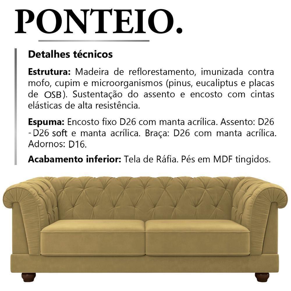 Sofa 2 Lugares 190 Cm Ponteio Veludo Sl 945 Moll Sl 945 - 7