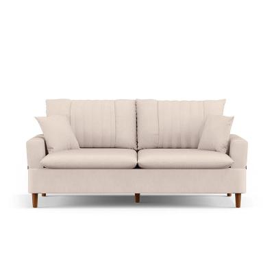 Sofá 3 Lugares 180Cm Com Almofadas Veras D05 Suede Bege Claro - Mpozenato