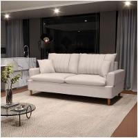 Sofá 3 Lugares 180Cm Com Almofadas Veras D05 Suede Bege Claro - Mpozenato - 6