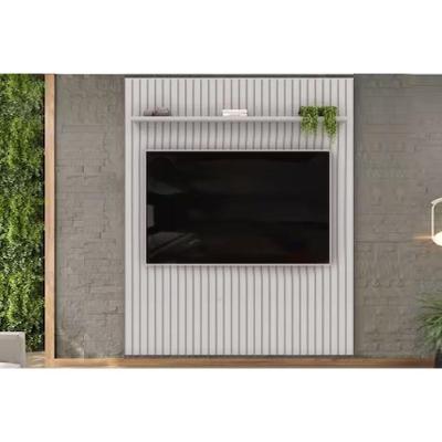 Rack Bancada C/ Painel P/ Tv Até 65 Pol Pratic Ripado 1 Prateleira 183x240cm Bali - Dj Móveis