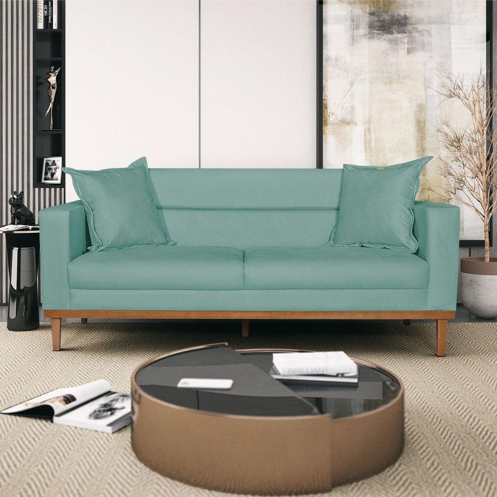 Sofá 2 Lugares Viena Suede - Amarena Móveis Cor Azul Tiffany - 7