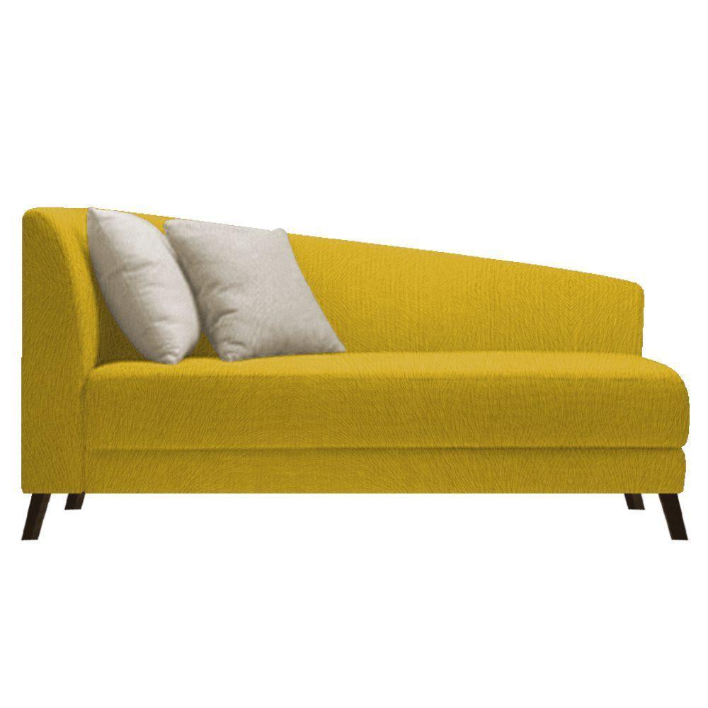 Recamier Heitor 160cm Com Almofada Lado Direito Suede Cor Amarelo/bege - 1