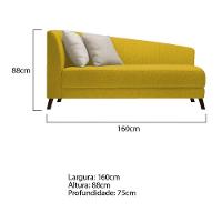 Recamier Heitor 160cm Com Almofada Lado Direito Suede Cor Amarelo/bege - 5