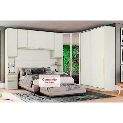 Quarto Casal Modulado 5 Peças (1 Ponte + 1 Closet + 1 G Roupa + 2 Complementos) Qmh05 Areia